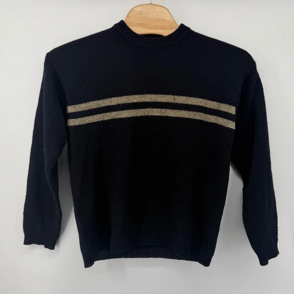 Vintage 90's Abercrombie Fitch Men's Black Shetland Wool Mock Neck Sweater Small